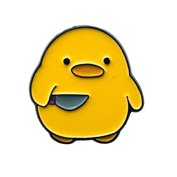 ✨Enamel Pin Yellow Duck Chick With Knife Badge Animal Brooch Yellow Cartoon New - Picture 6 of 6